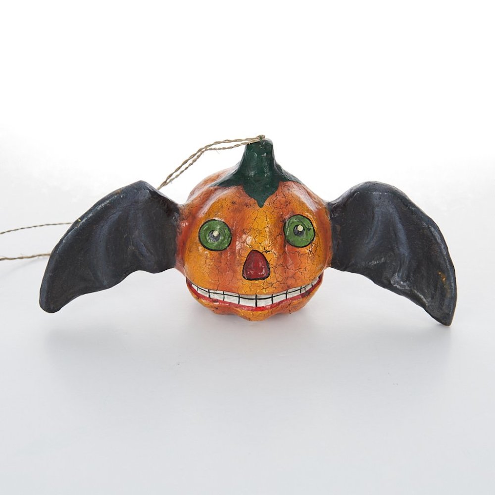 Bethany Lowe Jack O Lantern Bat Paper Mache Hanging Halloween Decor Retired Rare
